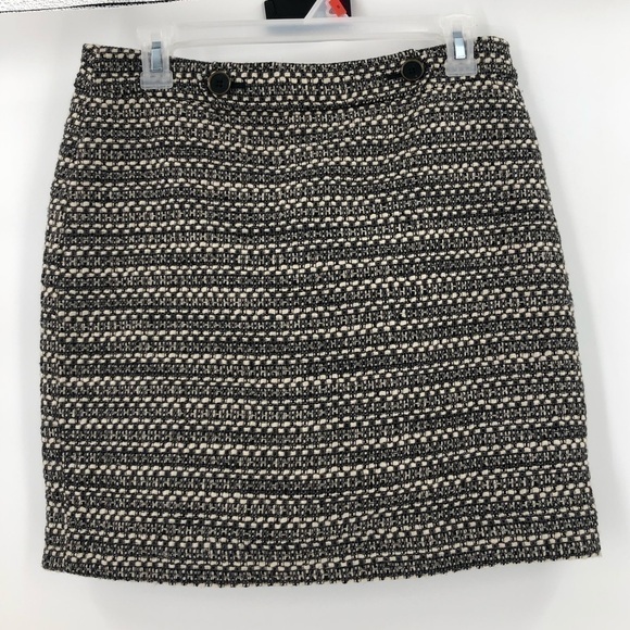 𝅺LOFT Ann Taylor Like New Wool Blend Woven Tweed Zip Closure Mini Skirt Size 4P - Picture 1 of 12
